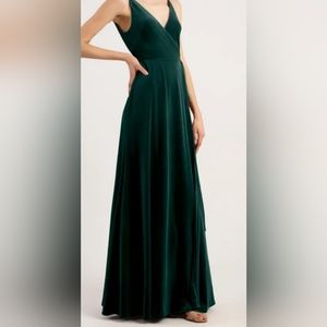 Jenny Yoo velvet dress Andi green